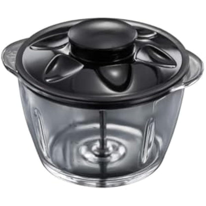 Russell Hobbs Desire Electric Fruit & Vegetable Mini Chopper, 1L glass bowl with 500ml food capacity & storage lid, Dishwasher safe parts, Stainless Steel blades, One touch operation, 200W, 24662