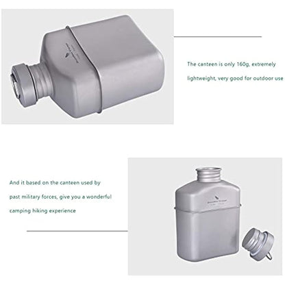 iBasingo Titanium Military Canteen Cups Set Camping Cookware Mess Kit 1100ml Large Capacity Feldflasche German Water Bottle Mug Lightweight Outdoor Backpacking Cookset with Pouch
