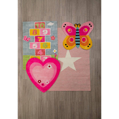 Pink and White Star Rug