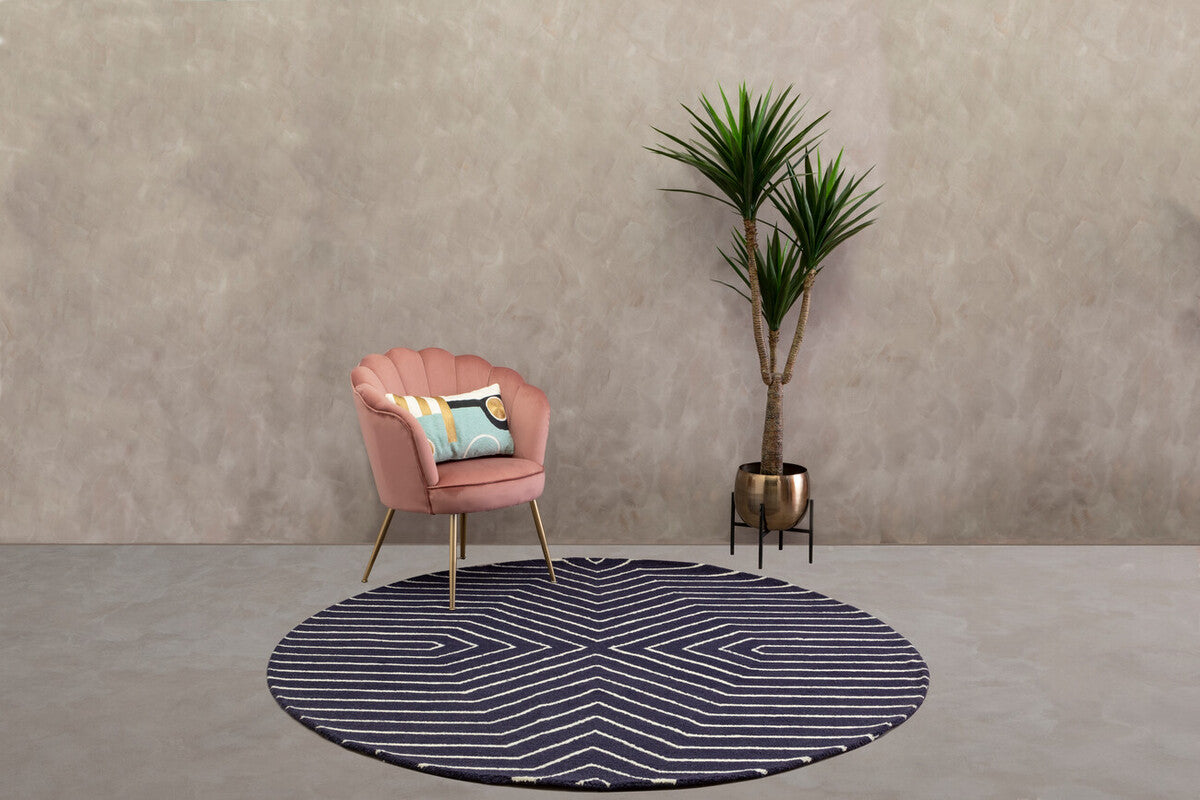 Bosie Moyo Blue And White Round Rug