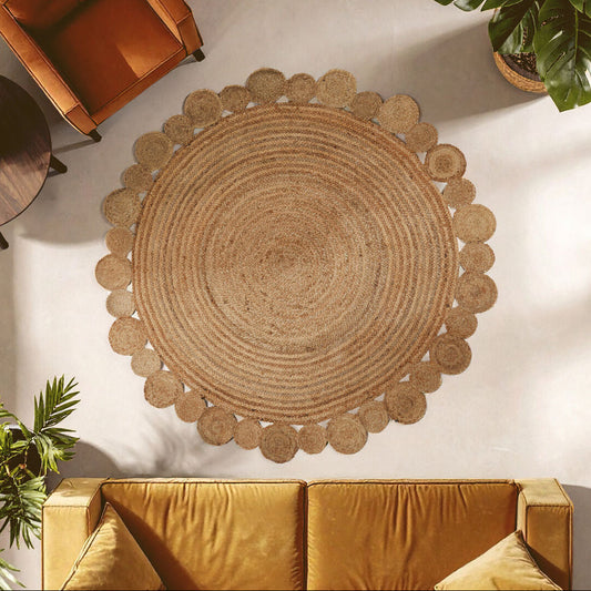 Bosie Demir Round Jute Rug with Circular Edges