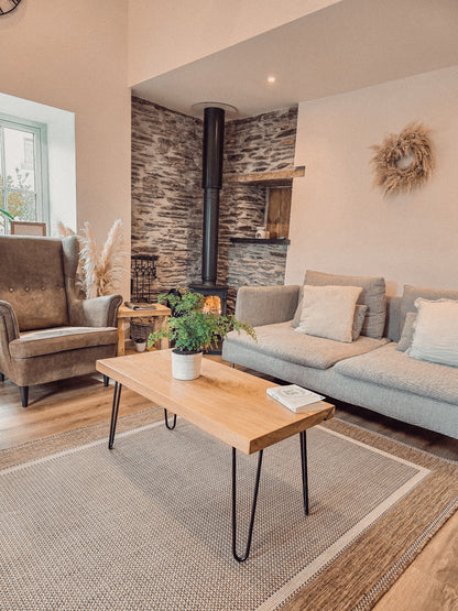 Oak Coffee Table With Hairpin Legs