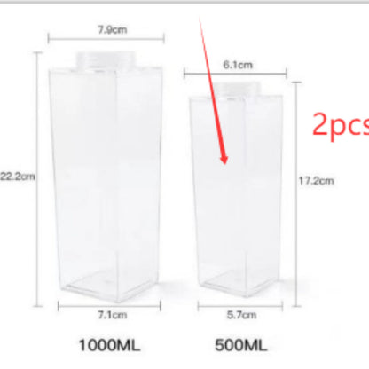Premium Square Milk Cup - 500ml & 1000ml Minimalist Water Bottle