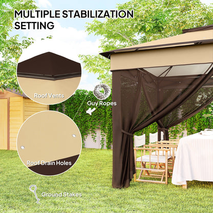 Outsunny 3 x 3(m) Pop Up Gazebo with Netting and Carrying Bag, Party Tent Instant Event Shelter, Height and UV-Resistant,, Beige