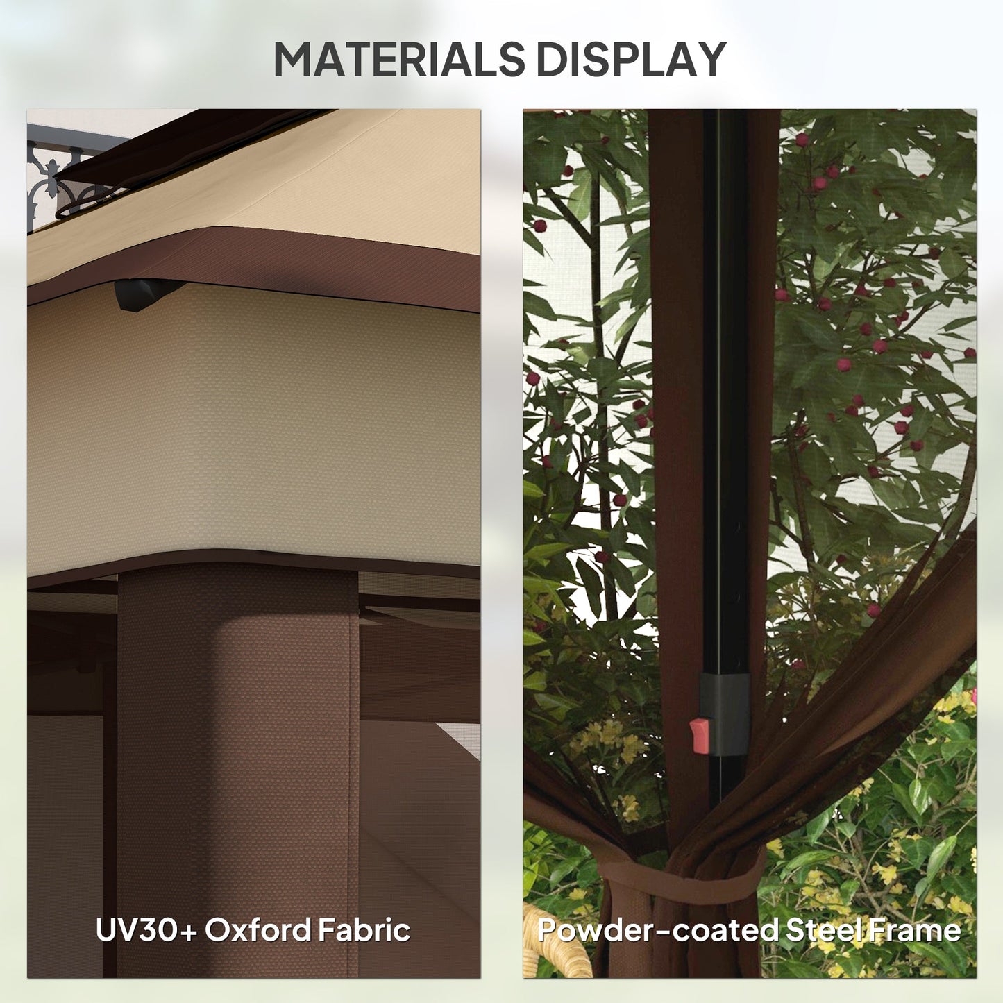 Outsunny 3 x 3(m) Pop Up Gazebo with Netting and Carrying Bag, Party Tent Instant Event Shelter, Height and UV-Resistant,, Beige