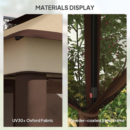 Outsunny 3 x 3(m) Pop Up Gazebo with Netting and Carrying Bag, Party Tent Instant Event Shelter, Height and UV-Resistant,, Beige