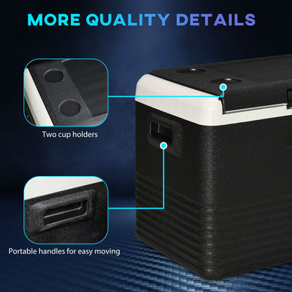 Outsunny 40L Car Refrigerator, Portable Compressor Car Fridge Freezer, Electric Cooler Box with 12/24V DC and 110-240V AC for Camping, Driving, Picnic, Down to -20\'e2\'84\'83