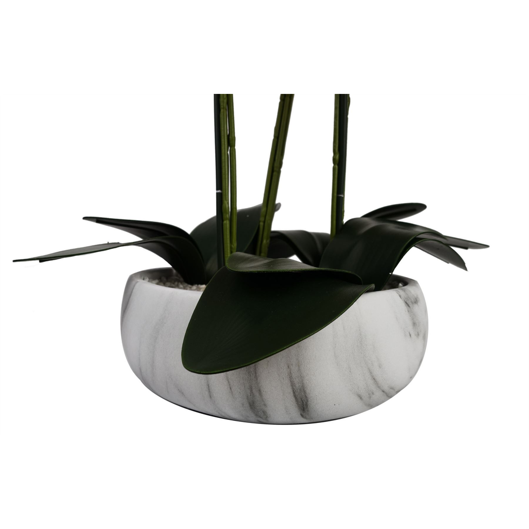 60cm Orchid Artificial Pink - Marble Effect Ceramic Planter