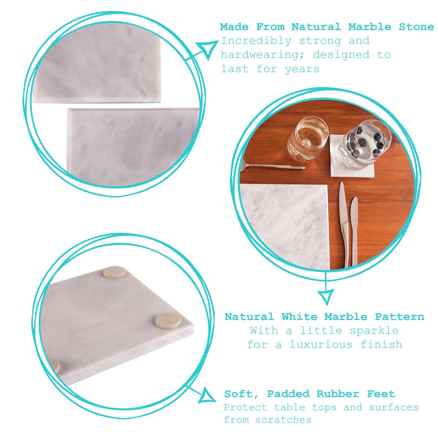 Square Marble Coasters - Pack of Six