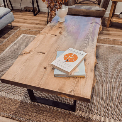 ALVA Live / Waney Edge Coffee Table With Metal Square Legs