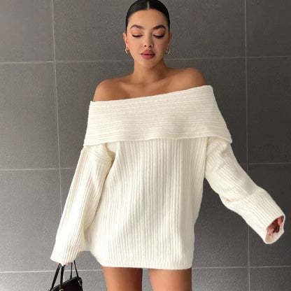 New Sexy Hot Girl Long Sleeve Loose Sweater For Women