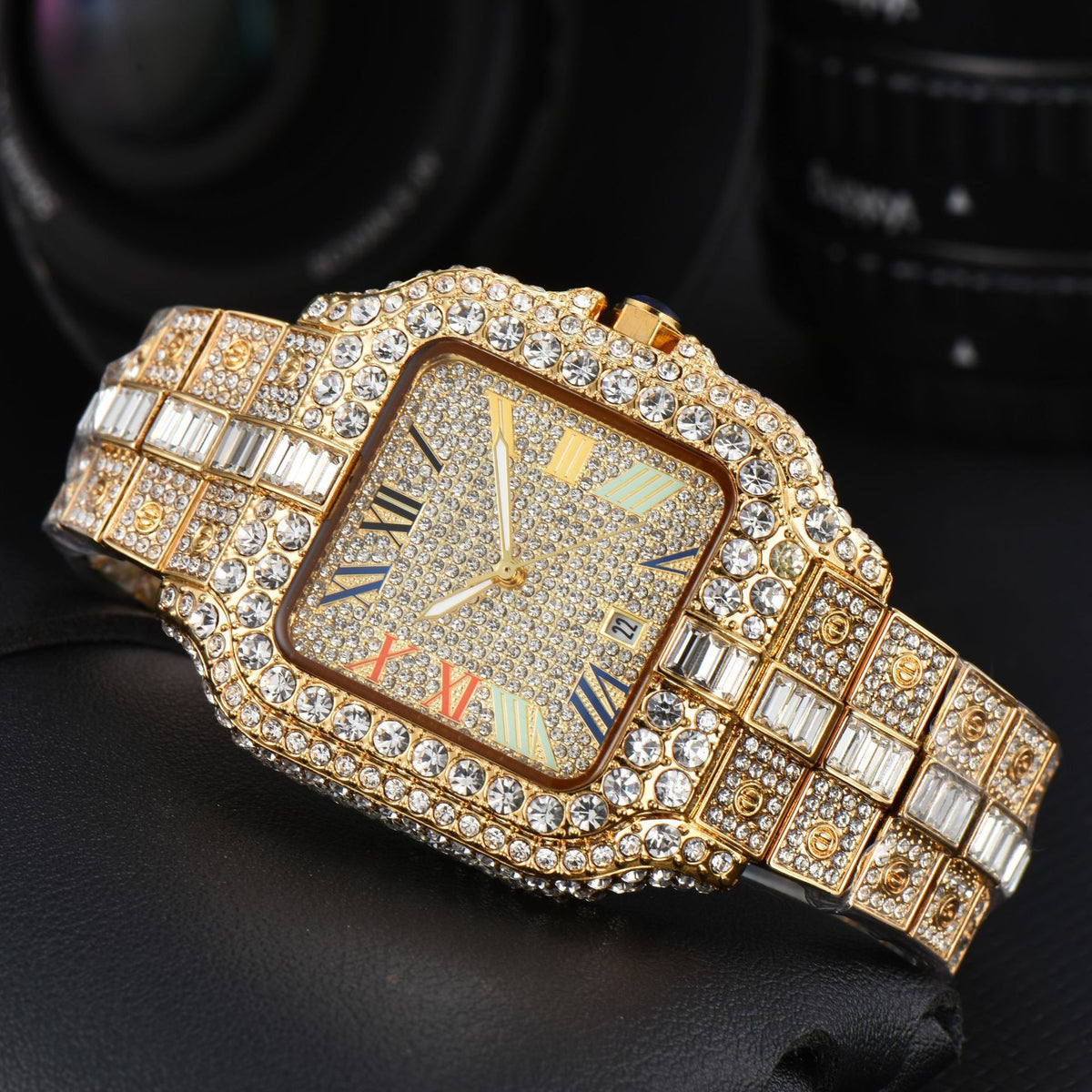 Men's Square Fashion Trend Full Diamond Watch