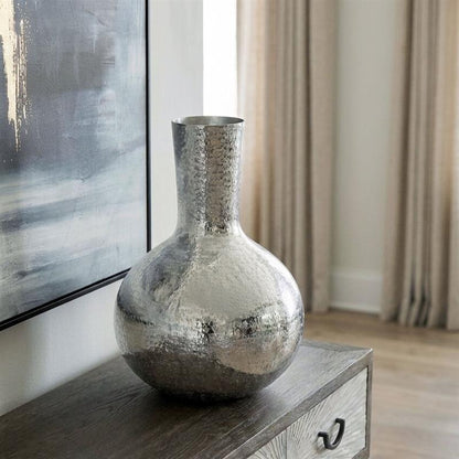 Silver Hammered Effect Bottle Vase | Safia