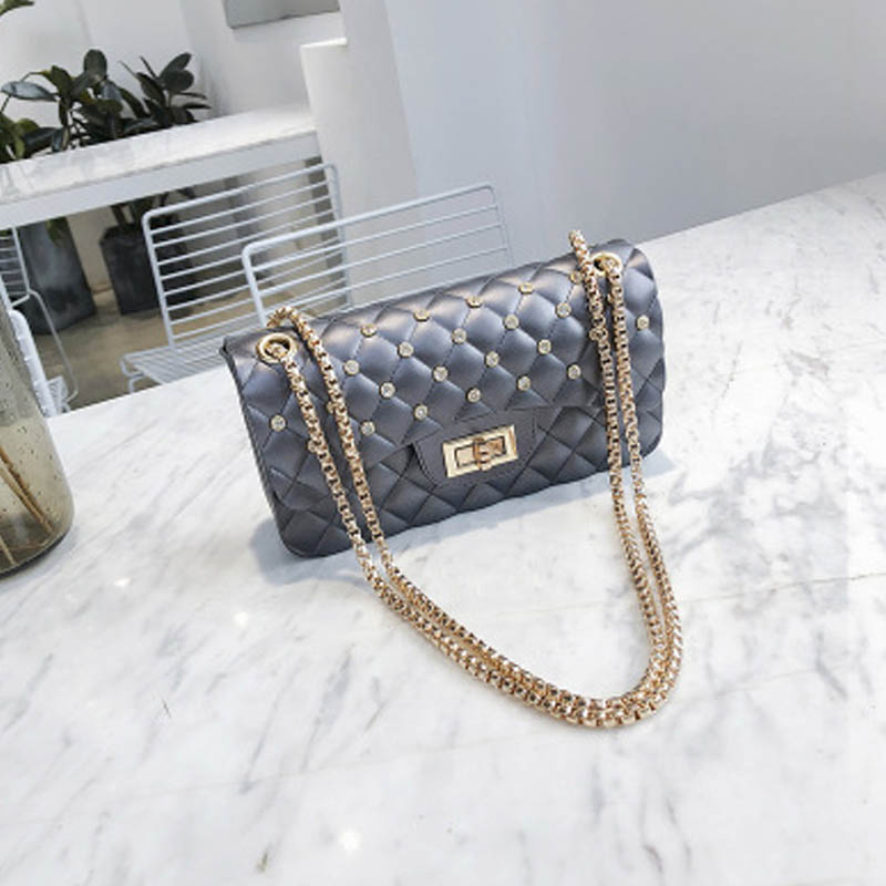 Diamond Chain One-Shoulder Diagonal Small Square Bag