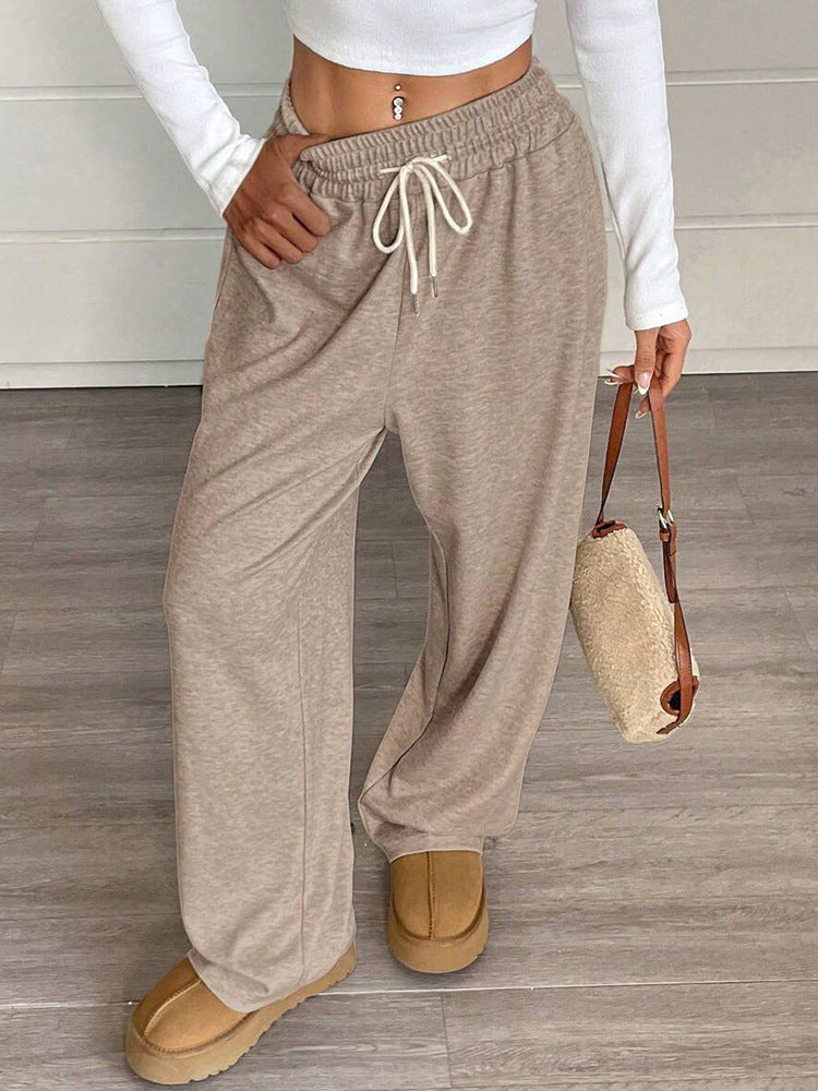 Solid Color Women's Clothes Casual Pants Loose Commuter Trousers