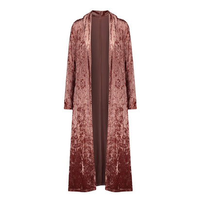 Long sleeve plus length velvet trench coat