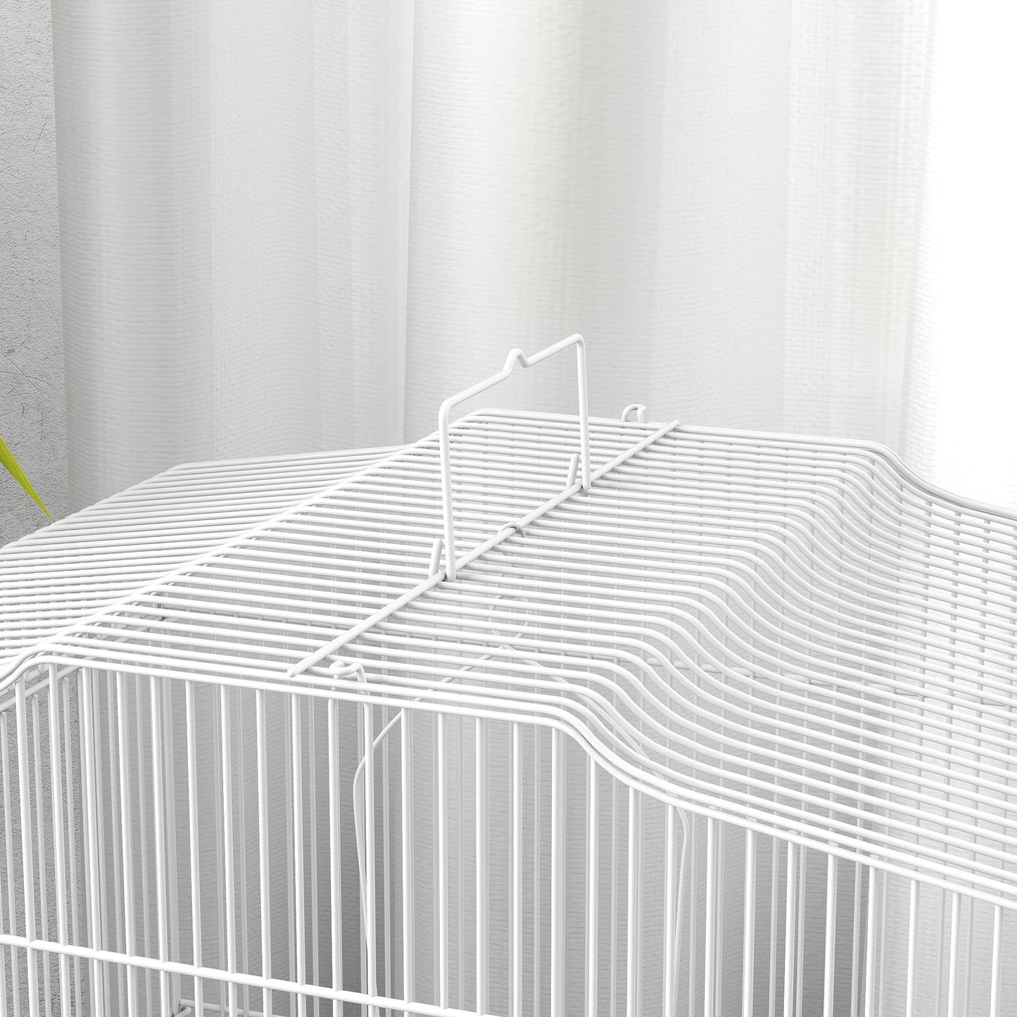 PawHut Large Metal Bird Cage with Perches, Food Bowls, Swing, for Budgies, Parakeets, White