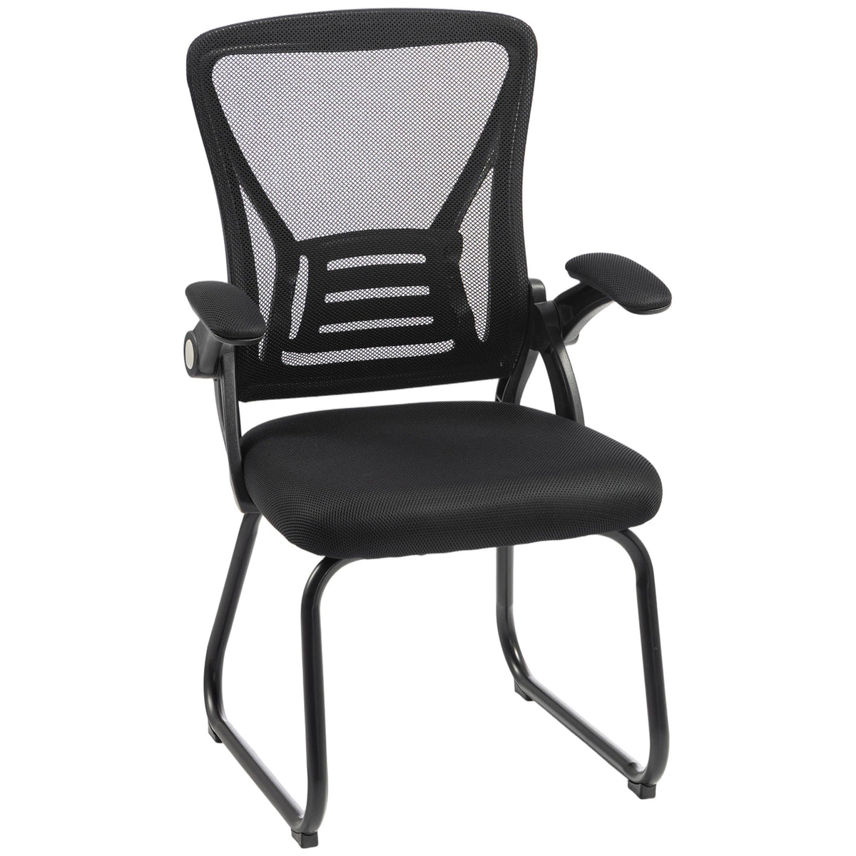 HOMCOM Office Chair, Ergonomic Desk Chair No Wheels with Mesh Backrest and Steel Legs for Home Conference Room, Black
