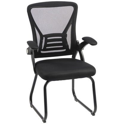 HOMCOM Office Chair, Ergonomic Desk Chair No Wheels with Mesh Backrest and Steel Legs for Home Conference Room, Black