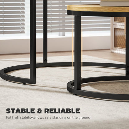 HOMCOM Set of Two Wood-Effect Stacking Tables - Natural