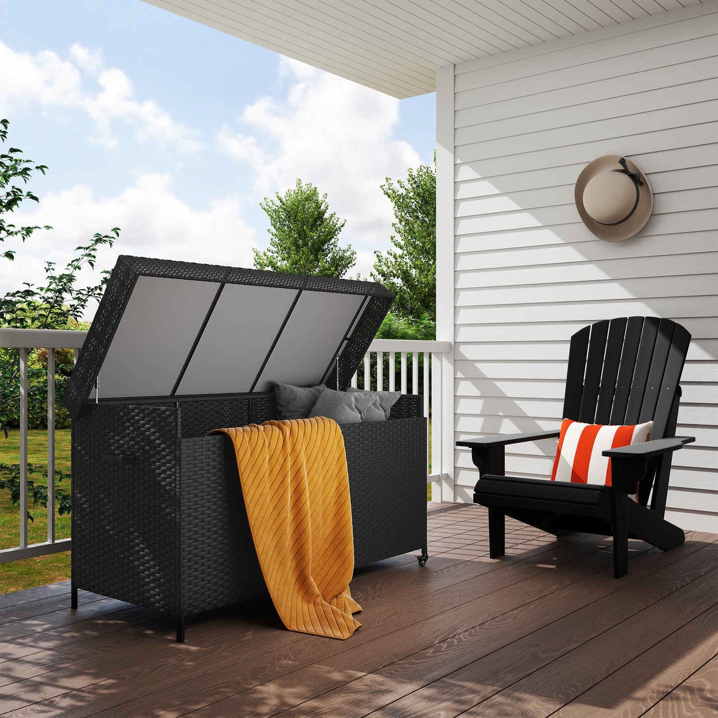Outsunny 627 L Rattan Storage Box - Black