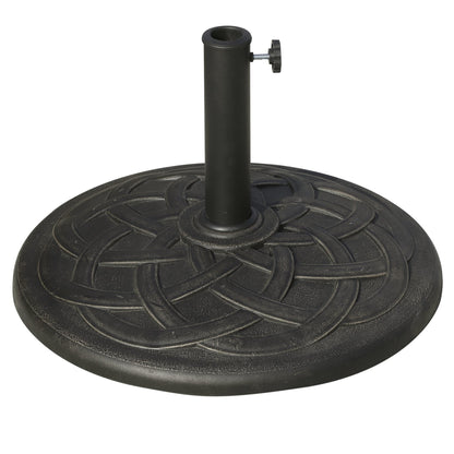 Outsunny 19KG Resin Umbrella Base Garden Parasol Base Stand Round Sun Shade Holder Suitable For Pole Between Φ38mm to Φ48mm