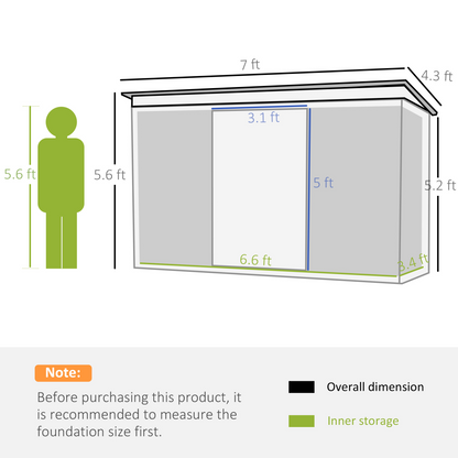 Garden Storage Shed Sloped Roof Outdoor Equipment Tool Storage 213x130x173cm