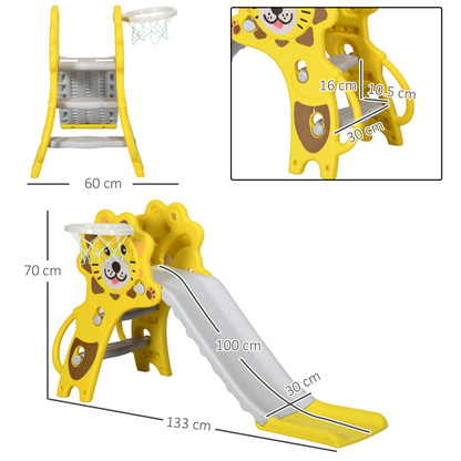 AIYAPLAY 2 in 1 Kids Slide for Indoor Use with Basketball Hoop for 18-36 Months