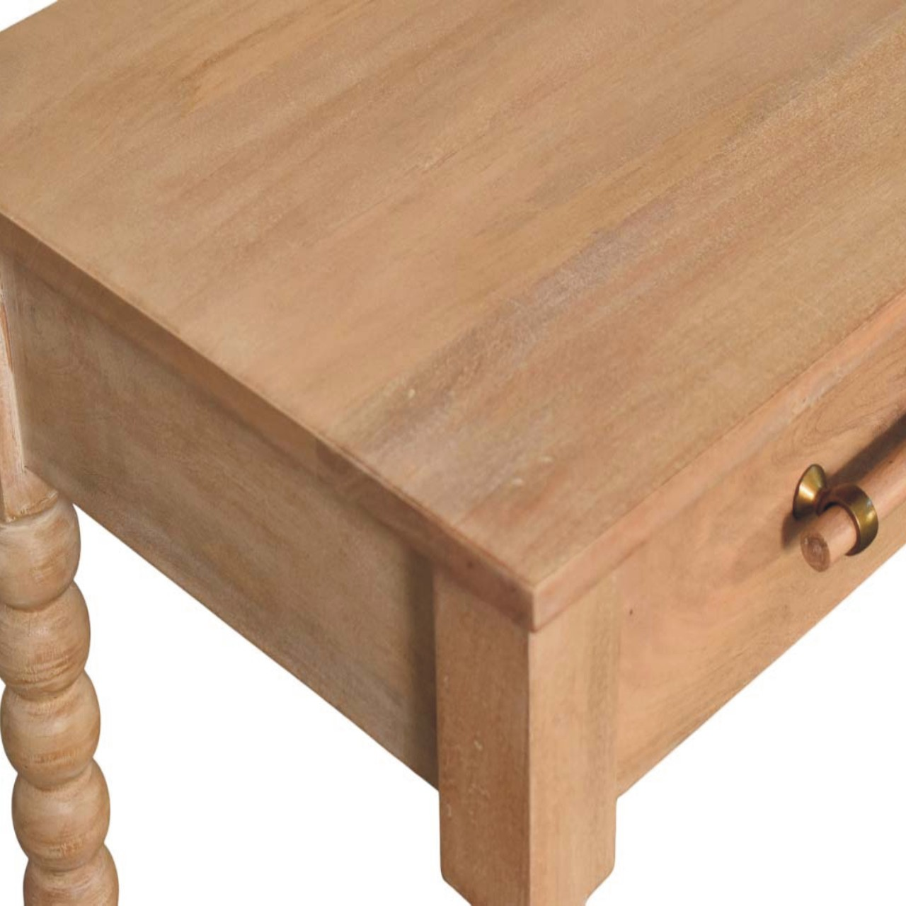 Artisan Furniture Solid Wood Savoy Bobbin Console with Jute Shelves, 2 Drawers, 4 Shelves, Beige