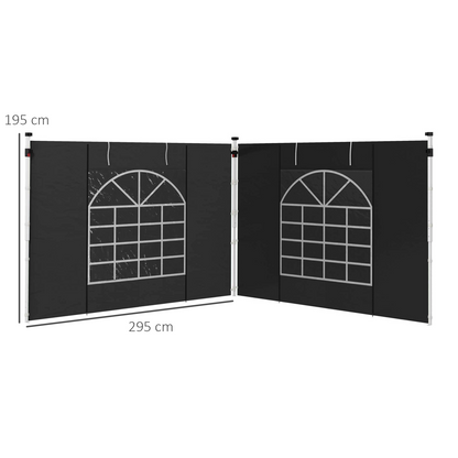 Outsunny 3x3(m) or 3x6m Pop Up Gazebo Side Panels Replacement, 2 Pack, Black