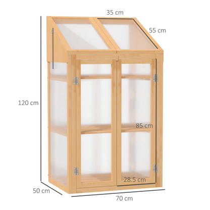 Wooden Greenhouse, Cold Frame PC Semi Transparent 70x50x120cm, Brown