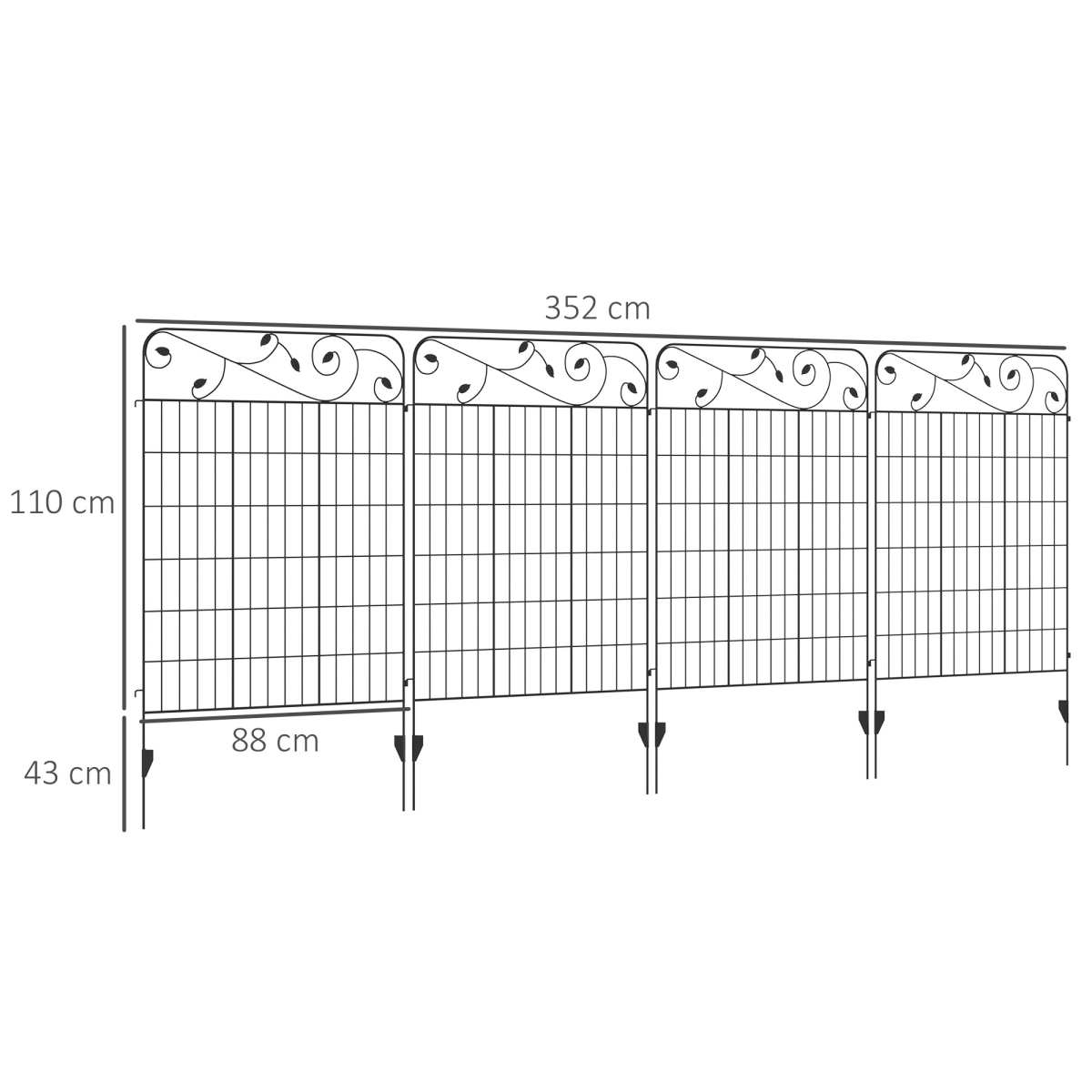 4PCs Garden Fencing Panels 43in x 11.5ft Flower Bed Border Edging Animal Barrier