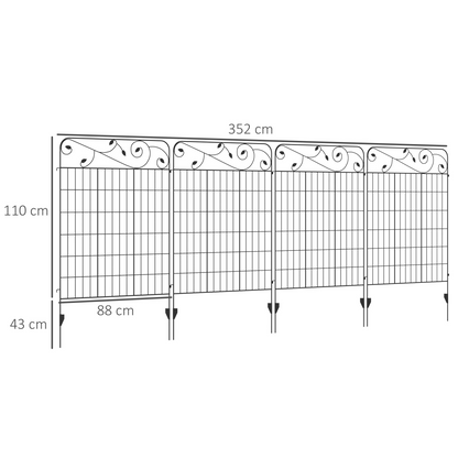 4PCs Garden Fencing Panels 43in x 11.5ft Flower Bed Border Edging Animal Barrier