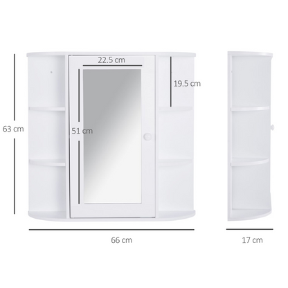 Wall Mounted Bathroom Cabinet w/ Mirror Single Door Storage Shelves HOMCOM