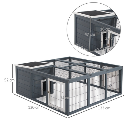 Rabbit Run Small Animal Hutch Guinea Pig House with Openable Main House & Roof