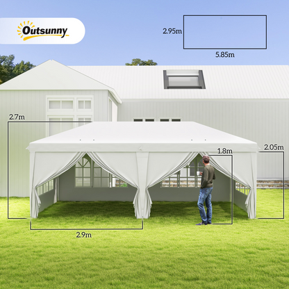 Outsunny 3 x 6m Pop Up Gazebo Height Adjustable Party Tent w/ Storage Bag Black