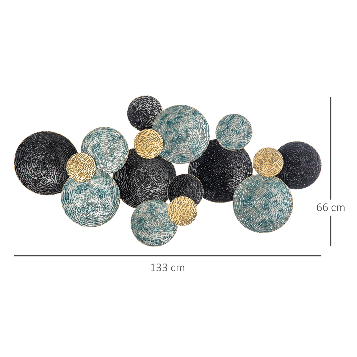 HOMCOM Minimalist Metal Wall Art Circle Home Hanging Wall Sculpture, Blue