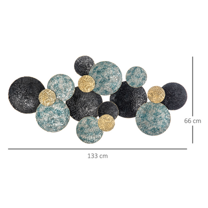 HOMCOM Minimalist Metal Wall Art Circle Home Hanging Wall Sculpture, Blue