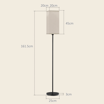 HOMCOM Standing Floor Lamp with Linen Shade for Living Room, Bedroom, Black