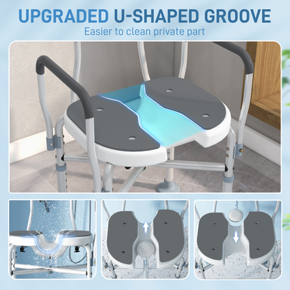 Comfortable Shower Stool with Padded Seat & Aluminium Frame - 136kg Capacity