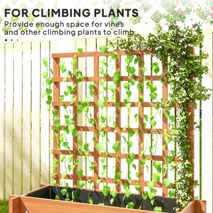 Climbing Plant Trellis with Planters - Durable Fir Wood Garden Feature
