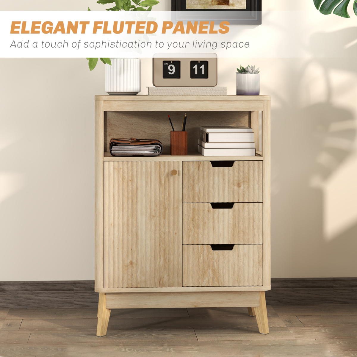HOMCOM Modern Sideboard Storage Cabinet for Living Room Dining Room Bedroom