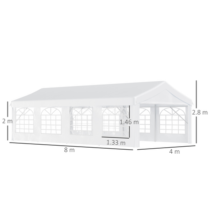 8m Gazebo Garden Marquee Canopy Party Carport Shelter White Outsunny