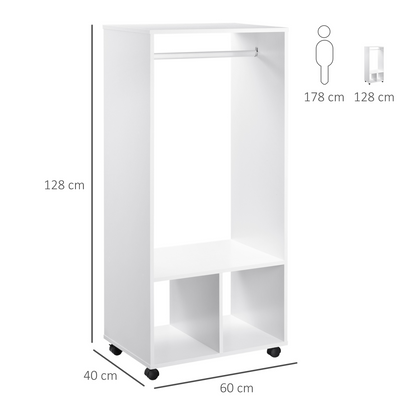 Open Wardrobe Clothes Rail Bedroom Clothes Storage w/ Hanging Rod Shelves White