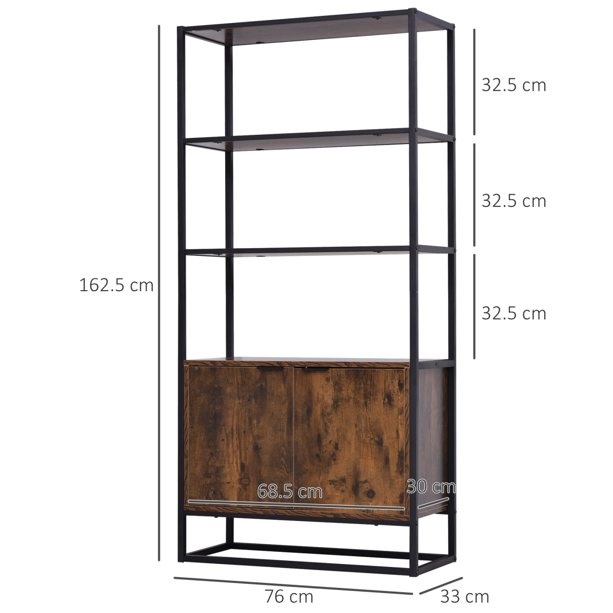 Storage Cabinet with 3 Open Shelves Cupboard for Livingroom Bedroom