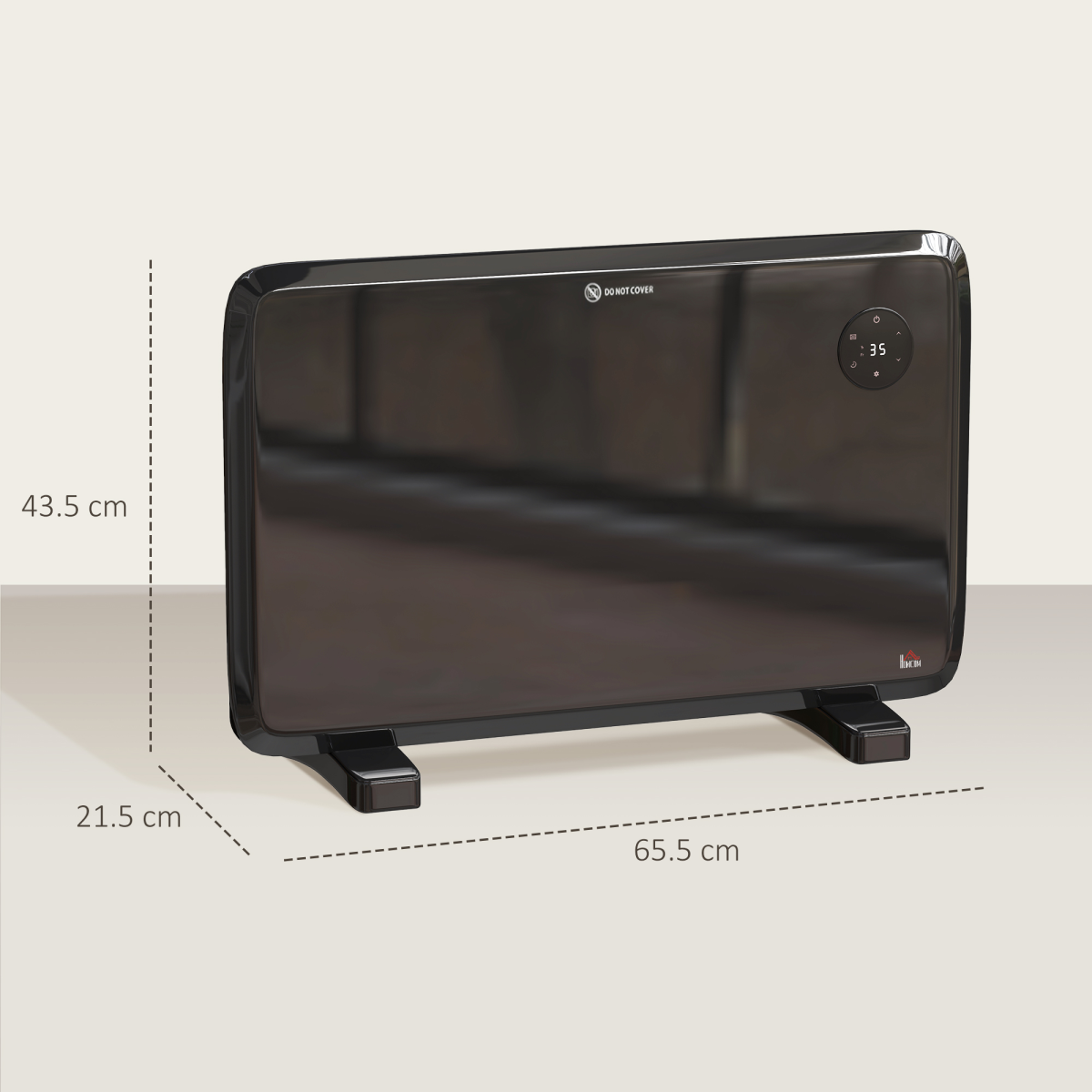 HOMCOM Electric Convector Heater, Quiet Space Heater w/ LED Display, Black