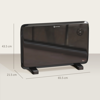 HOMCOM Electric Convector Heater, Quiet Space Heater w/ LED Display, Black