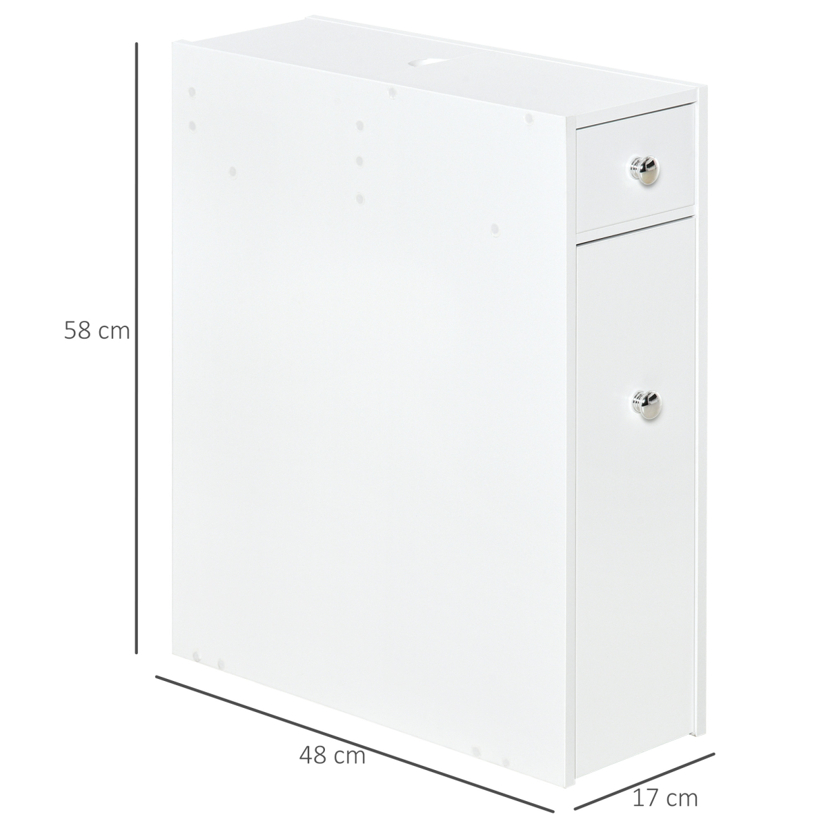 Slim Floor Cabinet Narrow Wooden Storage with Drawers Bathroom White HOMCOM