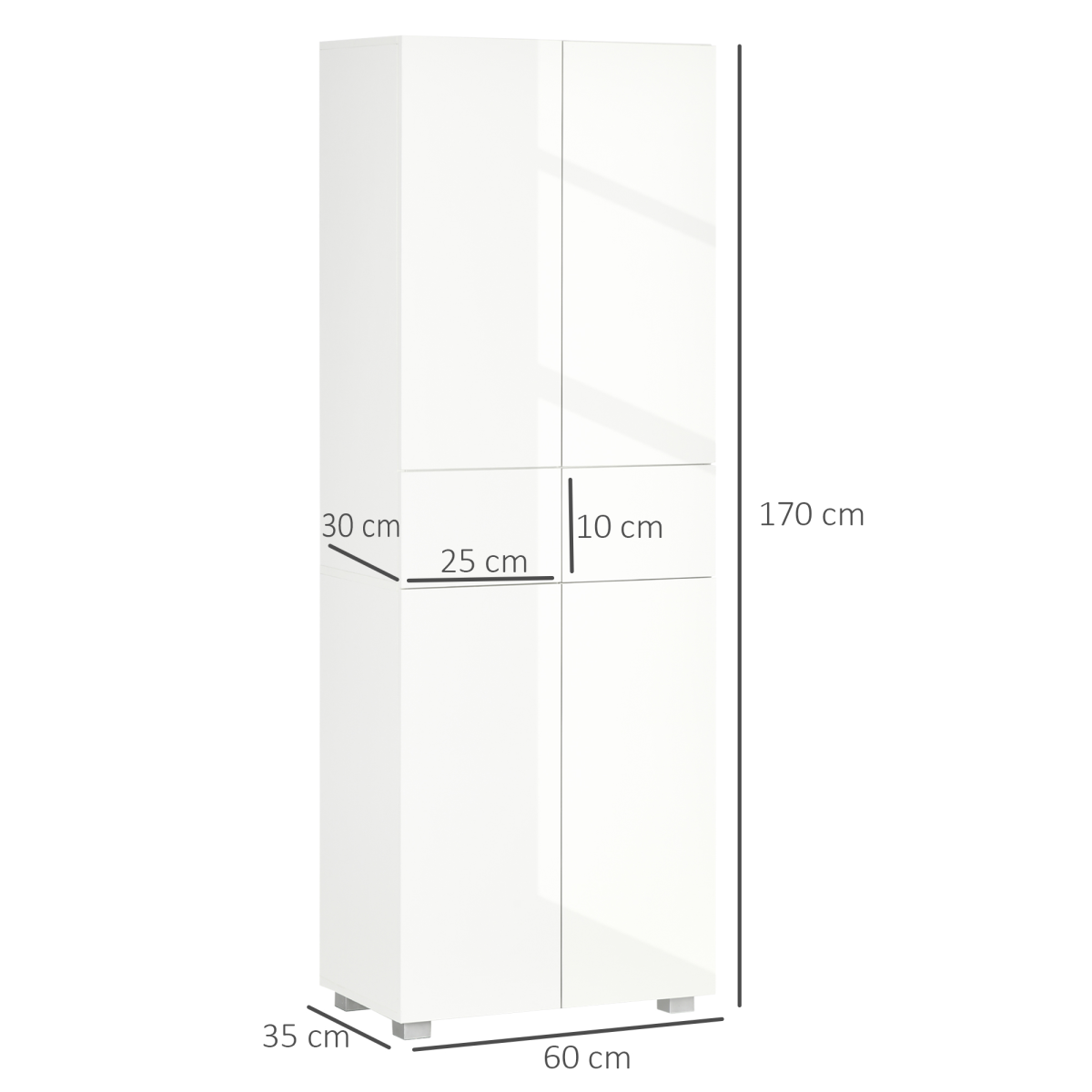 4-Door Kitchen Cupboard Freestanding Storage Cabinet w/ Shelves & Drawers White