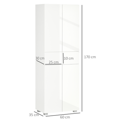 4-Door Kitchen Cupboard Freestanding Storage Cabinet w/ Shelves & Drawers White